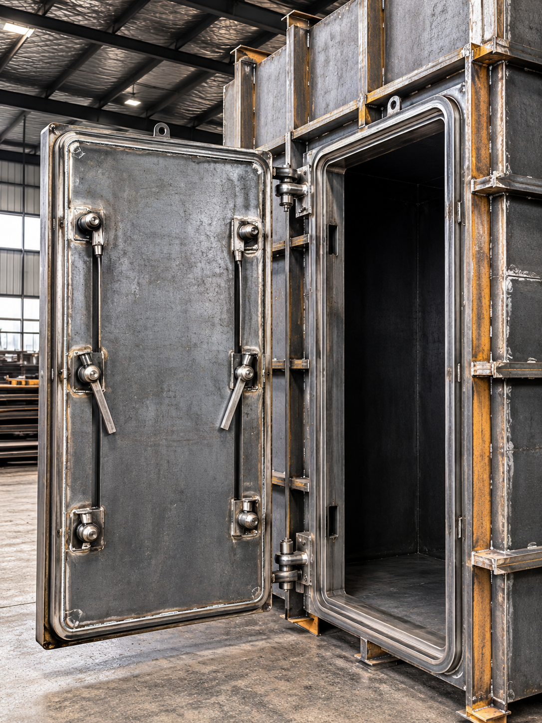Heavy secure steel door and modular structure